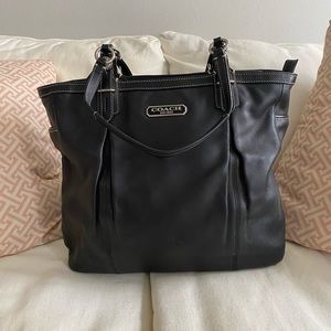 Black leather Coach tote